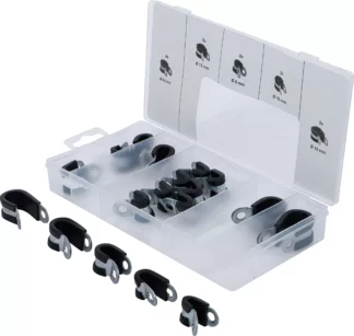 Assortiment de colliers de tuyau à revêtement caoutchouc | Ø 6 - 16 mm | 18 pièces