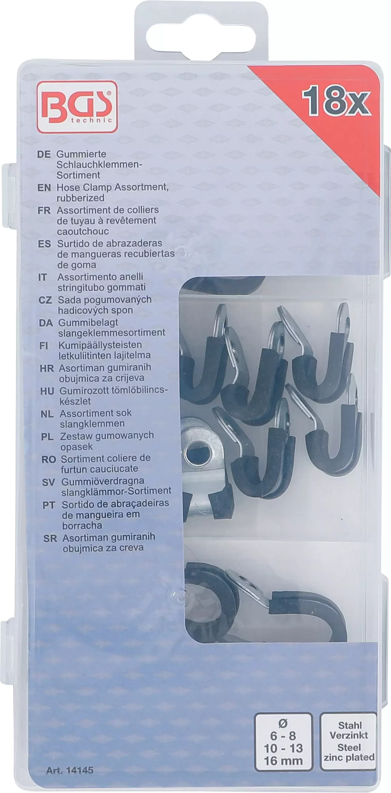 Assortiment de colliers de tuyau à revêtement caoutchouc | Ø 6 - 16 mm | 18 pièces – Image 3