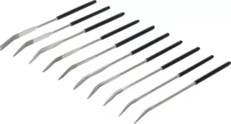 Jeu de limes diamantées de perforation | courbées | 140 x 3 mm | 10 pièces