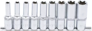 Jeu de douilles, profil E, longues | 12,5 mm (1/2") | E10 - E24 | 9 pièces