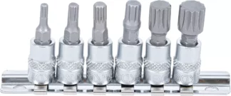 Jeu de douilles à embouts | 6,3 mm (1/4") | Denture multiple intérieure (pour XZN) M4 - M12 | 6 pièces
