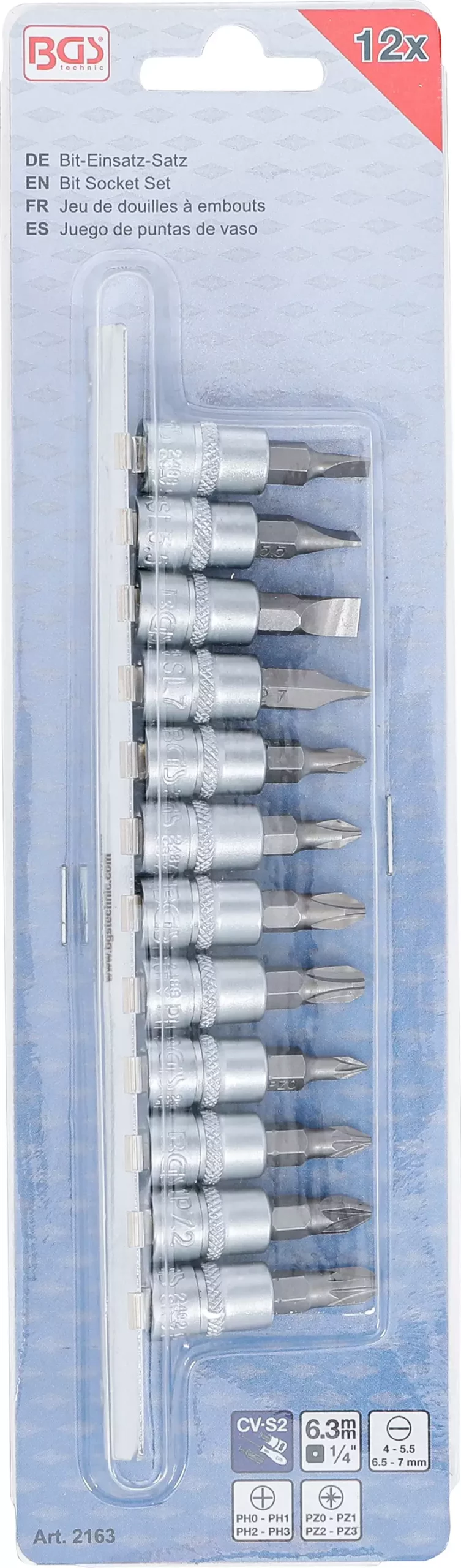 Jeu de douilles à embouts | 6,3 mm (1/4") | fente, cruciforme PH / PZ | 12 pièces – Image 5