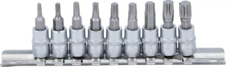 Jeu de douilles à embouts | 6,3 mm (1/4") | Profil T (pour Torx) T10 - T50 | 9 piéces