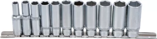 Jeu de douilles, six pans, longues | 10 mm (3/8") | 8 - 19 mm | 11 pièces