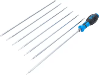 Jeu de tournevis avec lames échangeables | Profil T (pour Torx) / profil T (pour Torx) avec perçage | 8 pièces