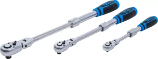 Jeu de cliquets réversible | extensible, inclinable | 6,3 mm (1/4") - 10 mm (3/8") - 12,5 mm (1/2") | 3 pièces