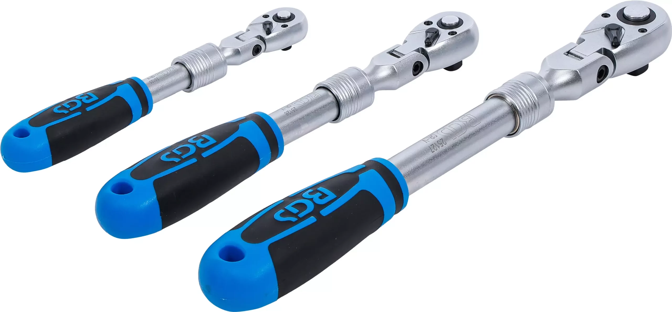 Jeu de cliquets réversible | extensible, inclinable | 6,3 mm (1/4") - 10 mm (3/8") - 12,5 mm (1/2") | 3 pièces – Image 4