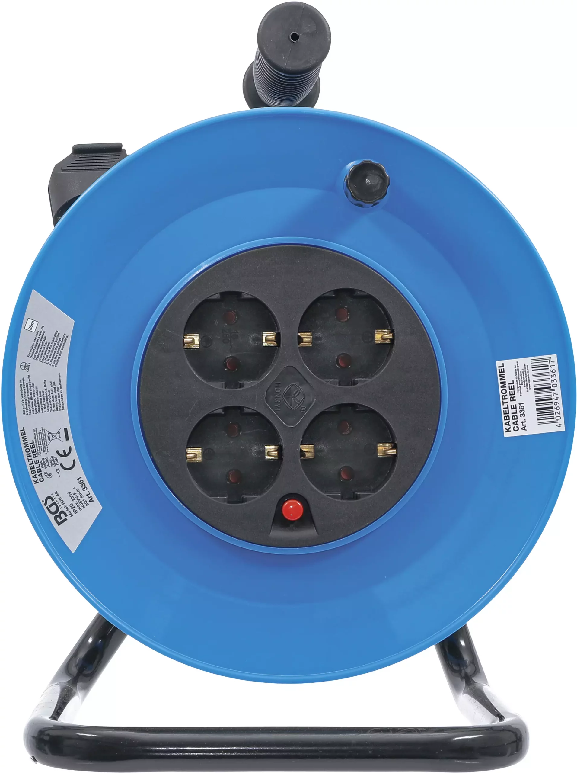 Enrouleur de câble | 25 m | 3 x 1,5 mm² | 4 prises de courant | IP 20 | 3000 W – Image 2