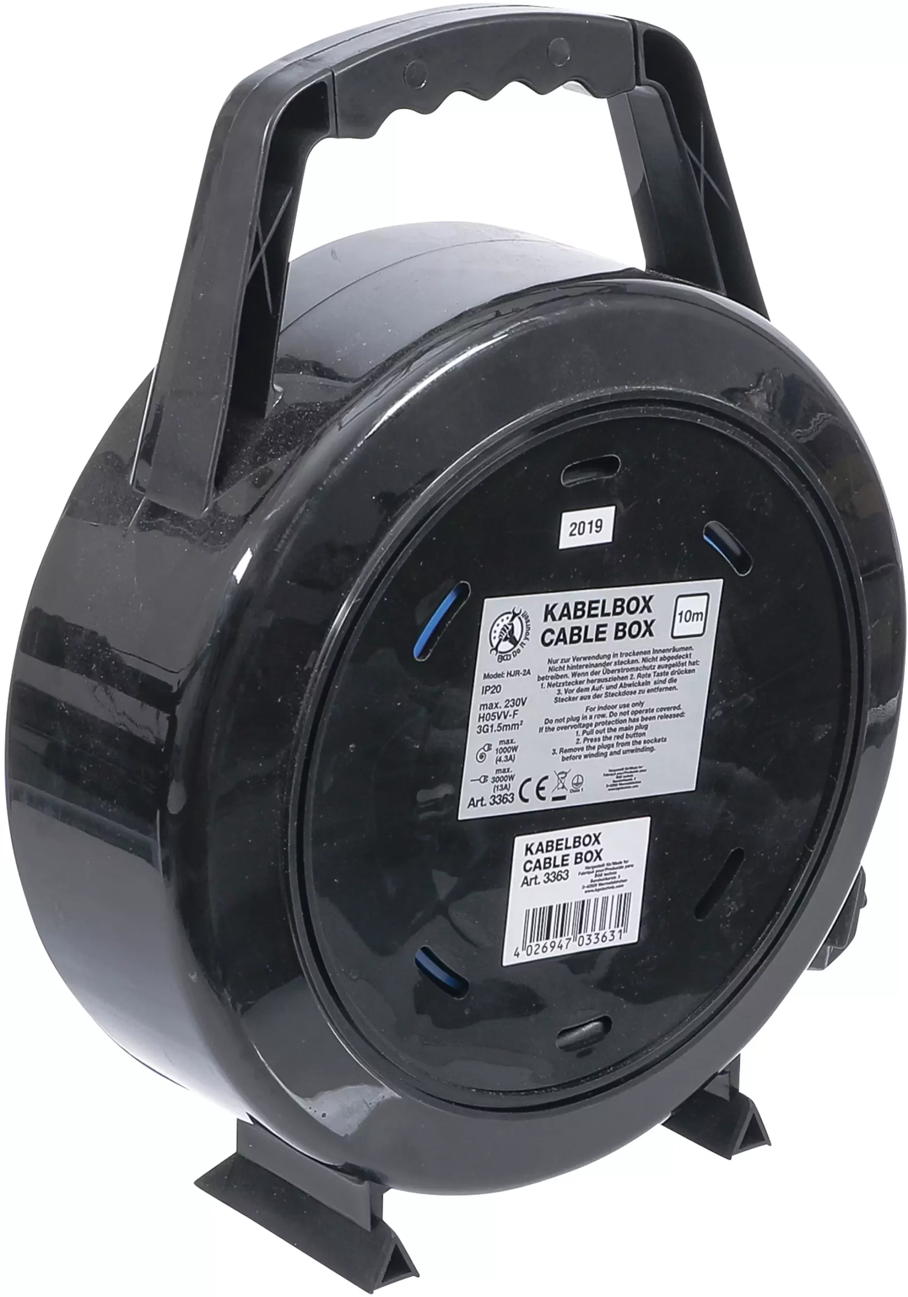 Enrouleur de câble | 10 m | 3 x 1,5 mm² | 4 prises de courant | IP 20 | 3000 W – Image 3
