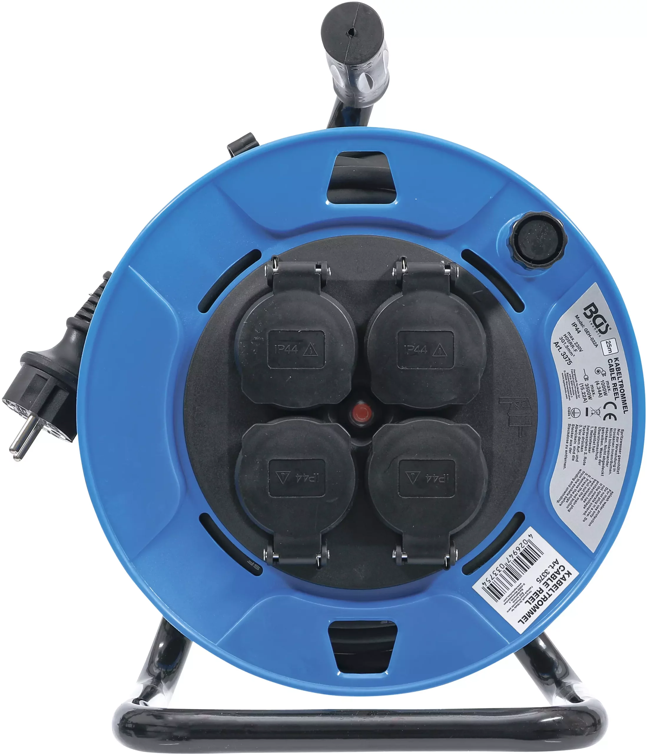 Enrouleur de câble | 25 m | 3 x 1,5 mm² | 4 prises de courant avec clapet de fermeture | IP 44 | 3500 W – Image 2