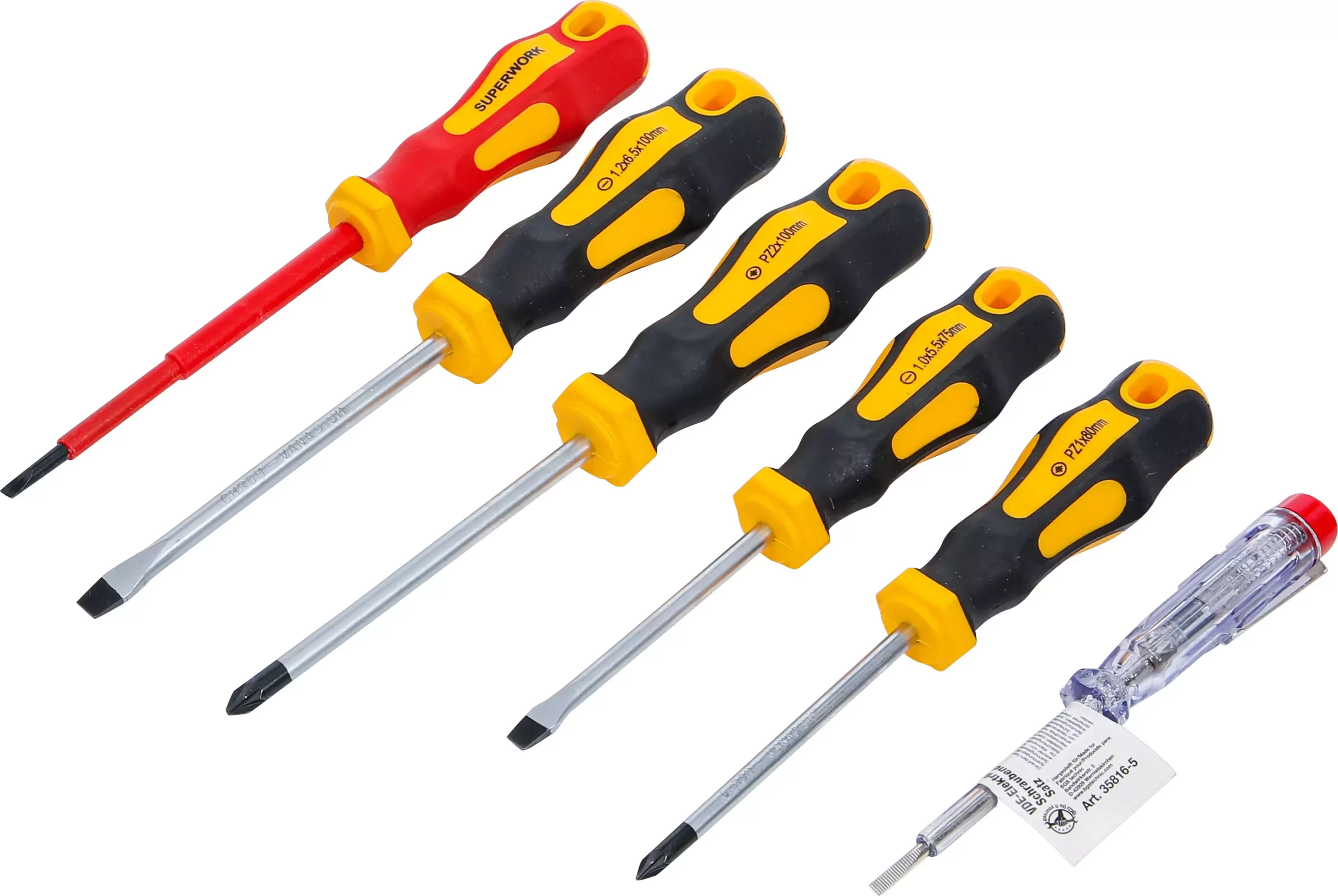 Jeu de tournevis VDE pour électricien | plats / cruciformes | 6 pièces