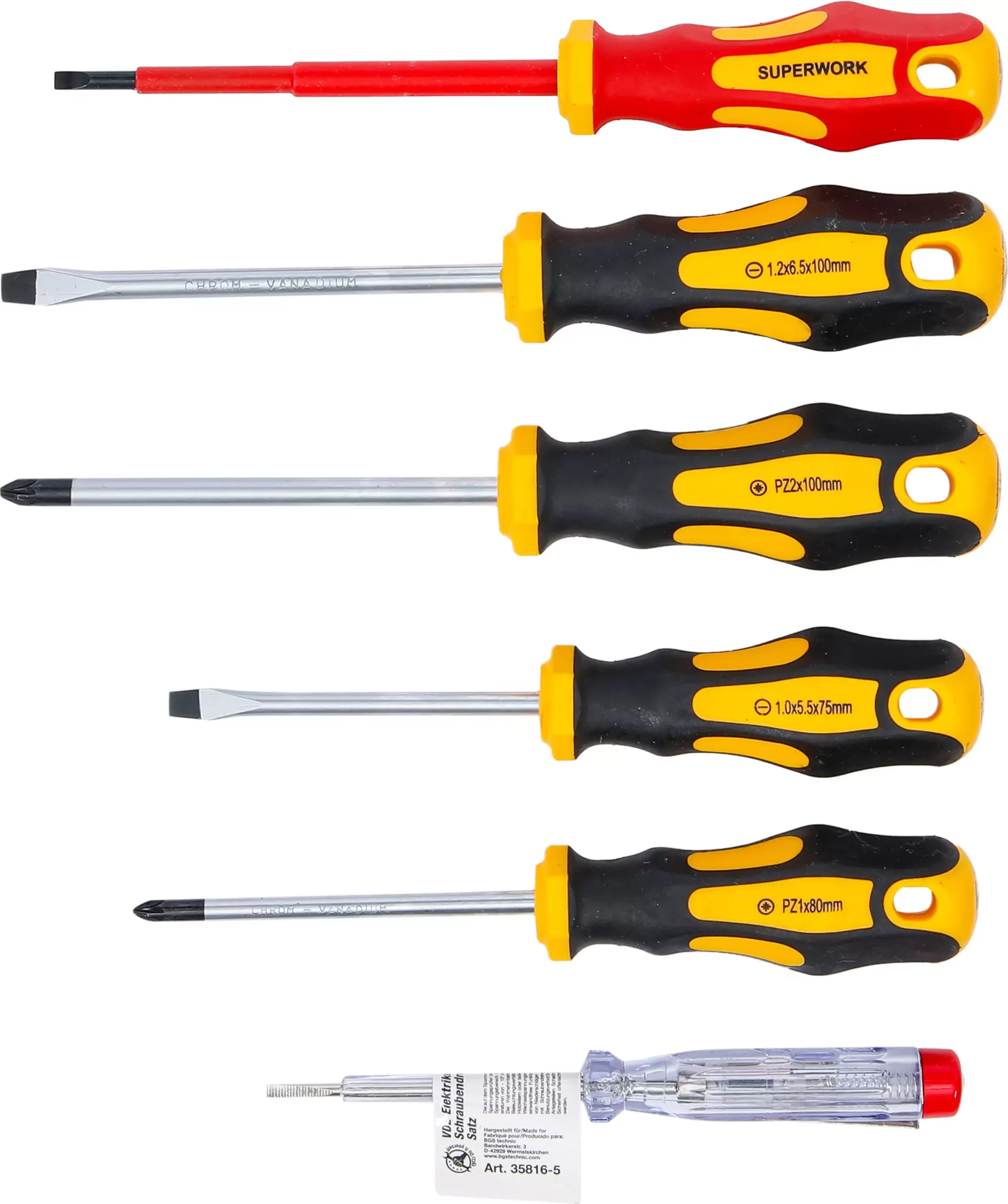 Jeu de tournevis VDE pour électricien | plats / cruciformes | 6 pièces – Image 4