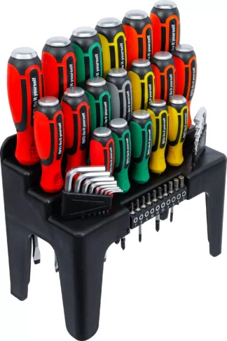 Jeu de tournevis | avec assortiment d’embouts | dans un présentoir en plastique | 44 pcs.
