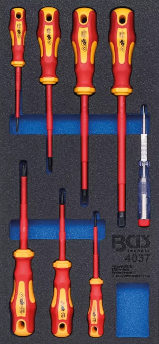 Insert de servante d'atelier 1/3 : Jeu de tournevis VDE | 8 pièces