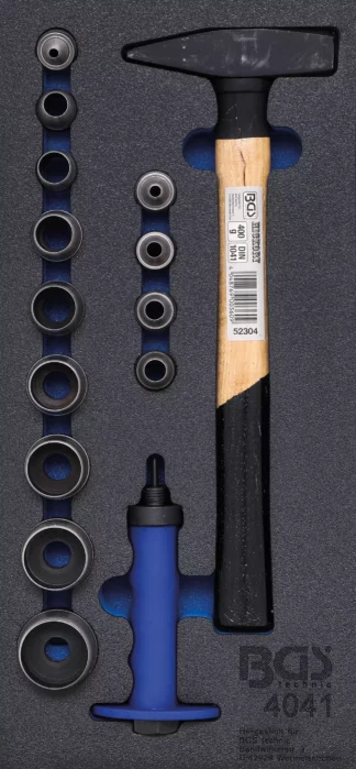 Insert de servante d'atelier 1/3 : Jeu de poinçons creux , marteau | 15 pièces