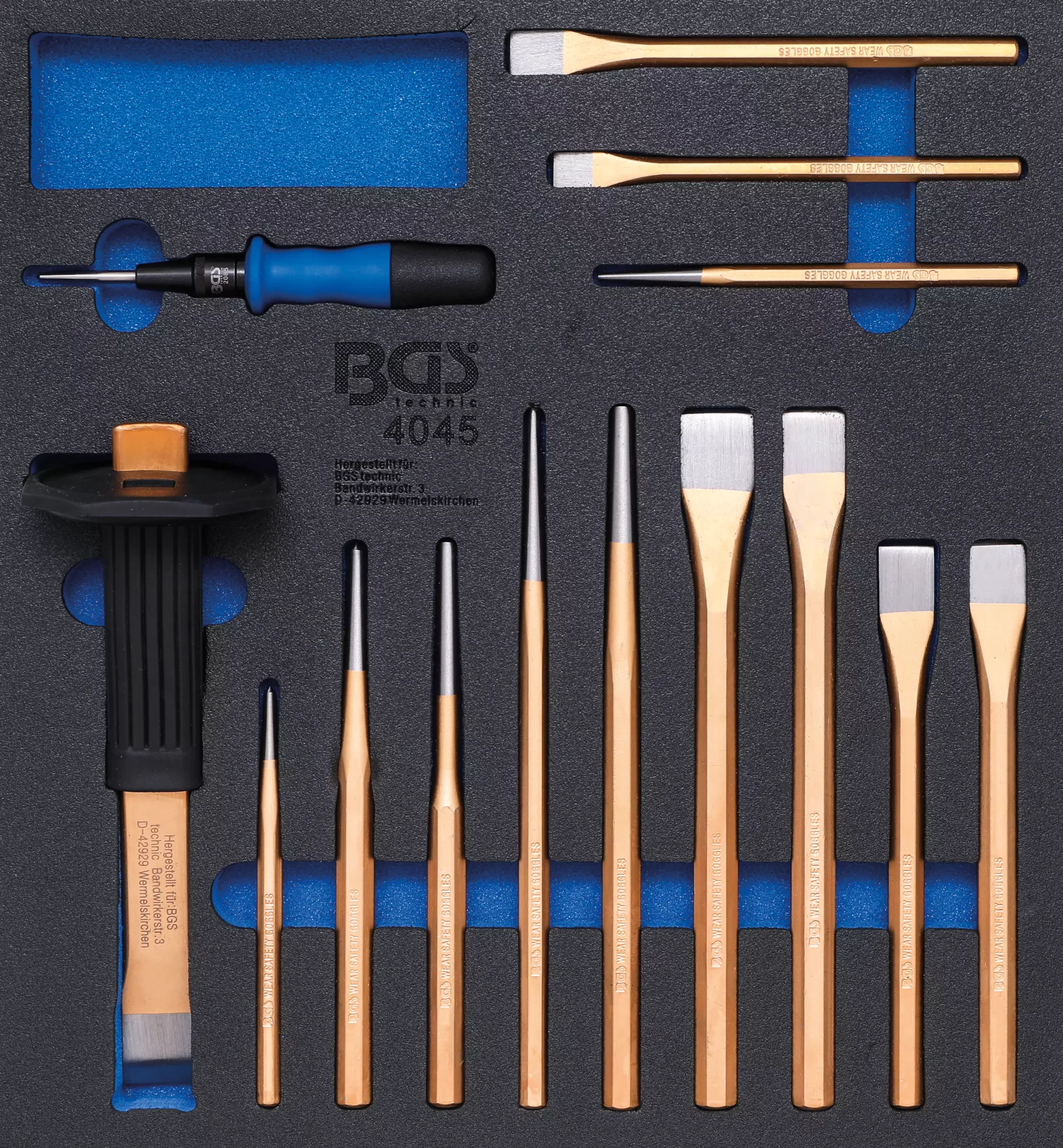 Insert de servante d'atelier 2/3 : Pointeaux, burins, chasse-goupilles | 14 pièces