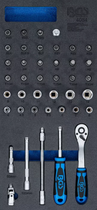Insert de servante d'atelier 1/3 : Jeu de clé à douilles | 6,3 mm (1/4) | 41 pièces