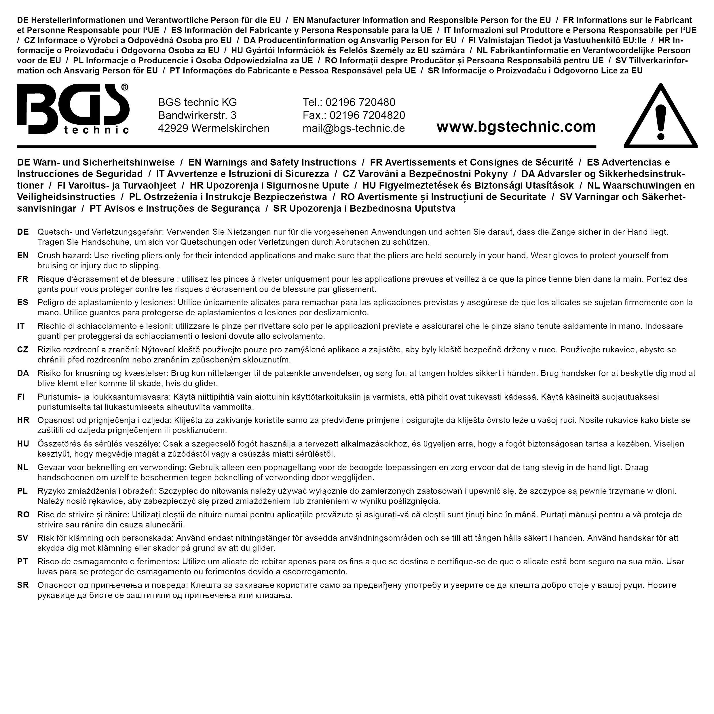 Pince pour écrous rivets| bras long | M3 - M10 – Image 5