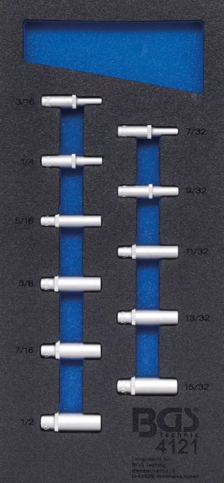 Insert de servante d'atelier 1/3 : Douilles pour clé, six pans | 6,3 mm (1/4") | en pouces | longues |11 pièces