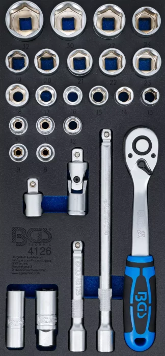 Insert de servante d'atelier 1/3 : Jeu de clé à douilles | 12,5 mm (1/2) | 27 pièces