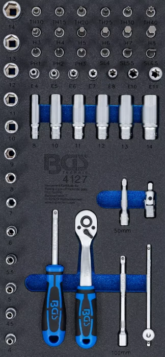 Insert de servante d’atelier 1/3 : Jeu de douilles | 6,3 mm (1/4") | 50 pièces
