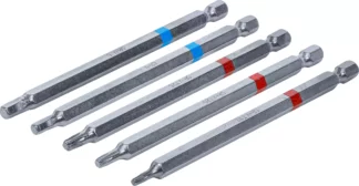 Jeu d’embouts | entraînement six pans mâle, 6,3 mm (1/4") | six pans femelle profil T (pour Torx) | longueur 110 mm | 5 pièces