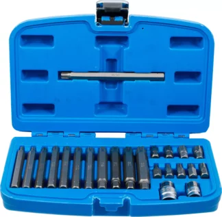 Jeu d'embouts | 10 mm (3/8") | Profil cannelé (pour Ribe) | 22 pièces
