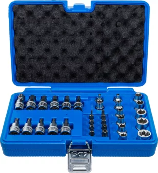 Jeu d'embouts et de clés à douille | 10 mm (3/8") | profil E / profil T (pour Torx) | 34 pièces