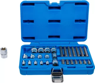 Jeu d'embouts et de clés à douille | profil E / profil T (pour Torx) | 30 pièces