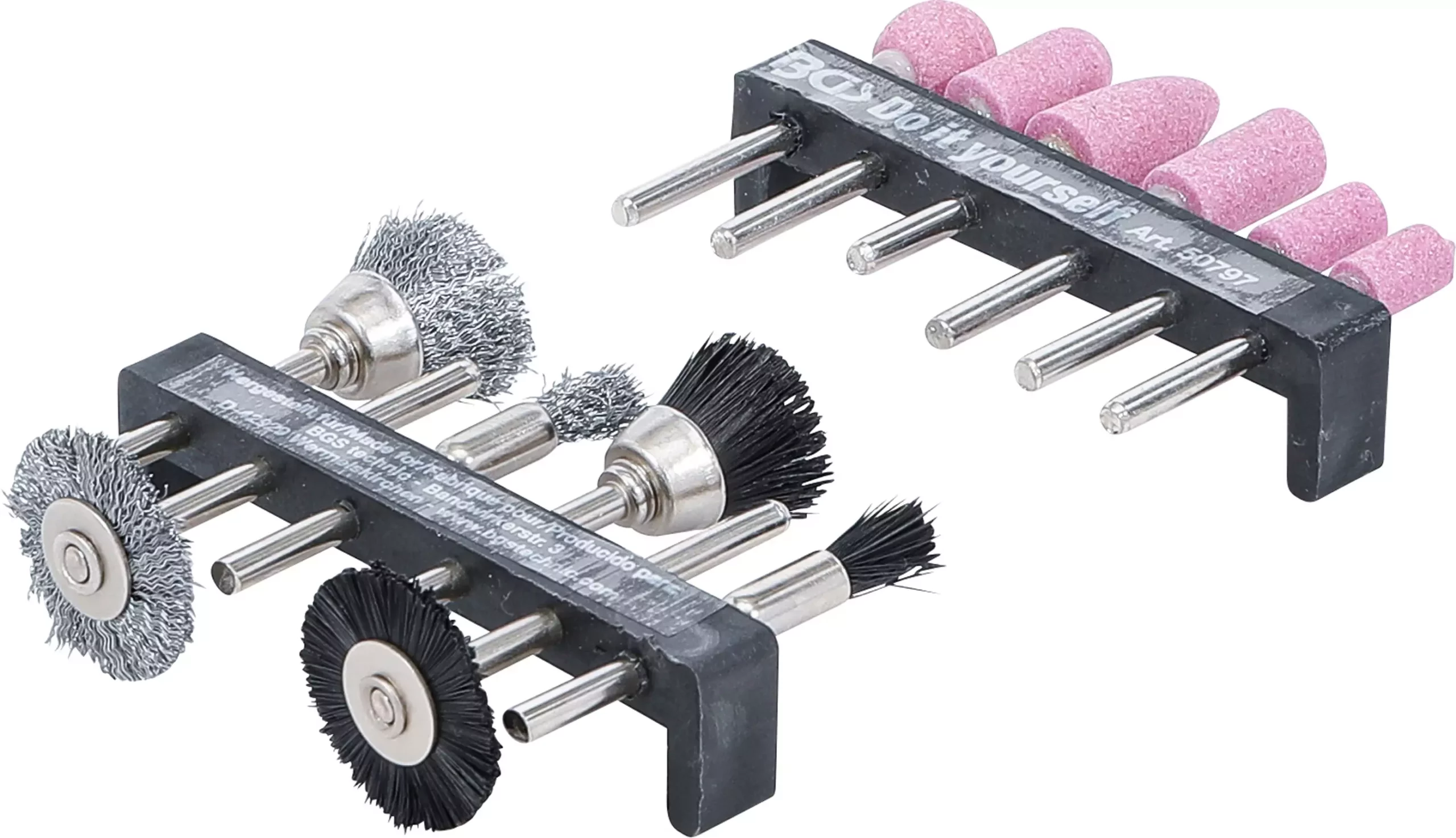 Jeu de brosses à fil d’acier / matière plastique pour meuleuse | 12 pièces