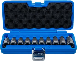Jeu de douilles à embouts à choc | 12,5 mm (1/2") | Profil T (pour Torx) T20 - T70 | 10 pièces