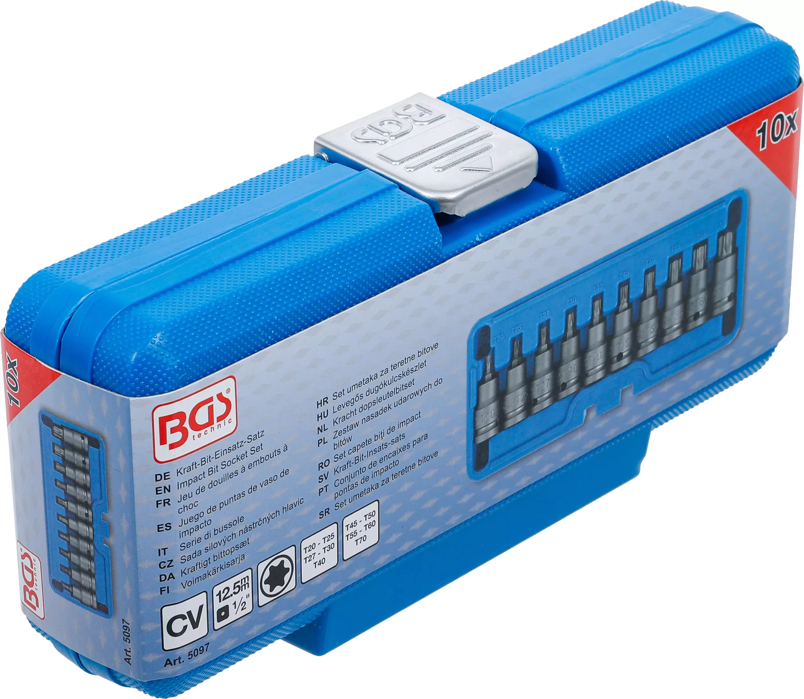 Jeu de douilles à embouts à choc | 12,5 mm (1/2") | Profil T (pour Torx) T20 - T70 | 10 pièces – Image 7