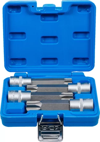 Jeu de douilles à embouts | 12,5 mm (1/2") | Profil T (pour Torx) avec perçage | 4 pièces