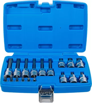 Jeu de douilles à embouts | 6,3 mm (1/4") / 12,5 mm (1/2") | six pans intérieurs | 18 pièces