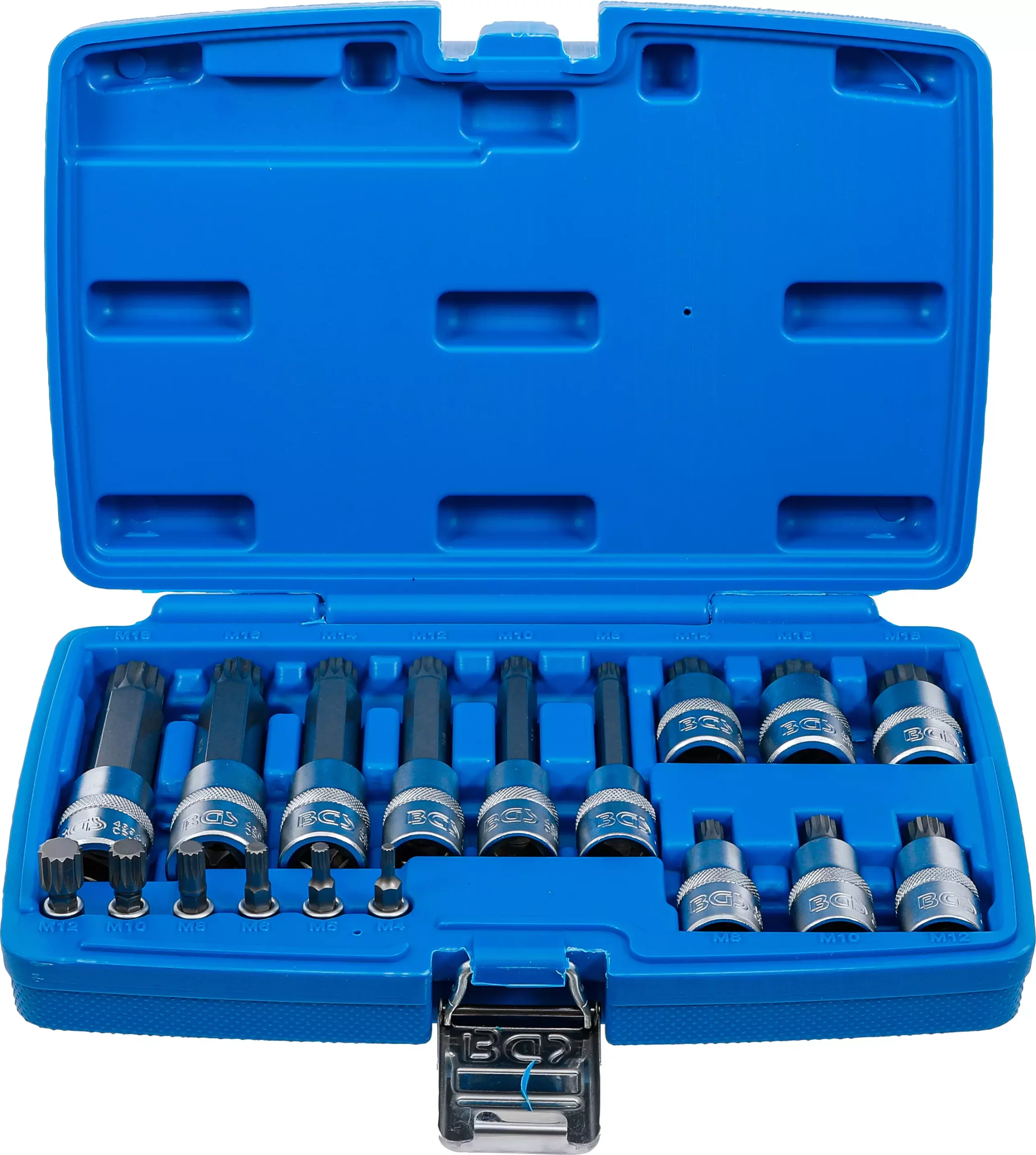 Jeu de douilles à embouts | 6,3 mm (1/4") / 12,5 mm (1/2") | Denture multiple intérieure (pour XZN) | 18 pièces