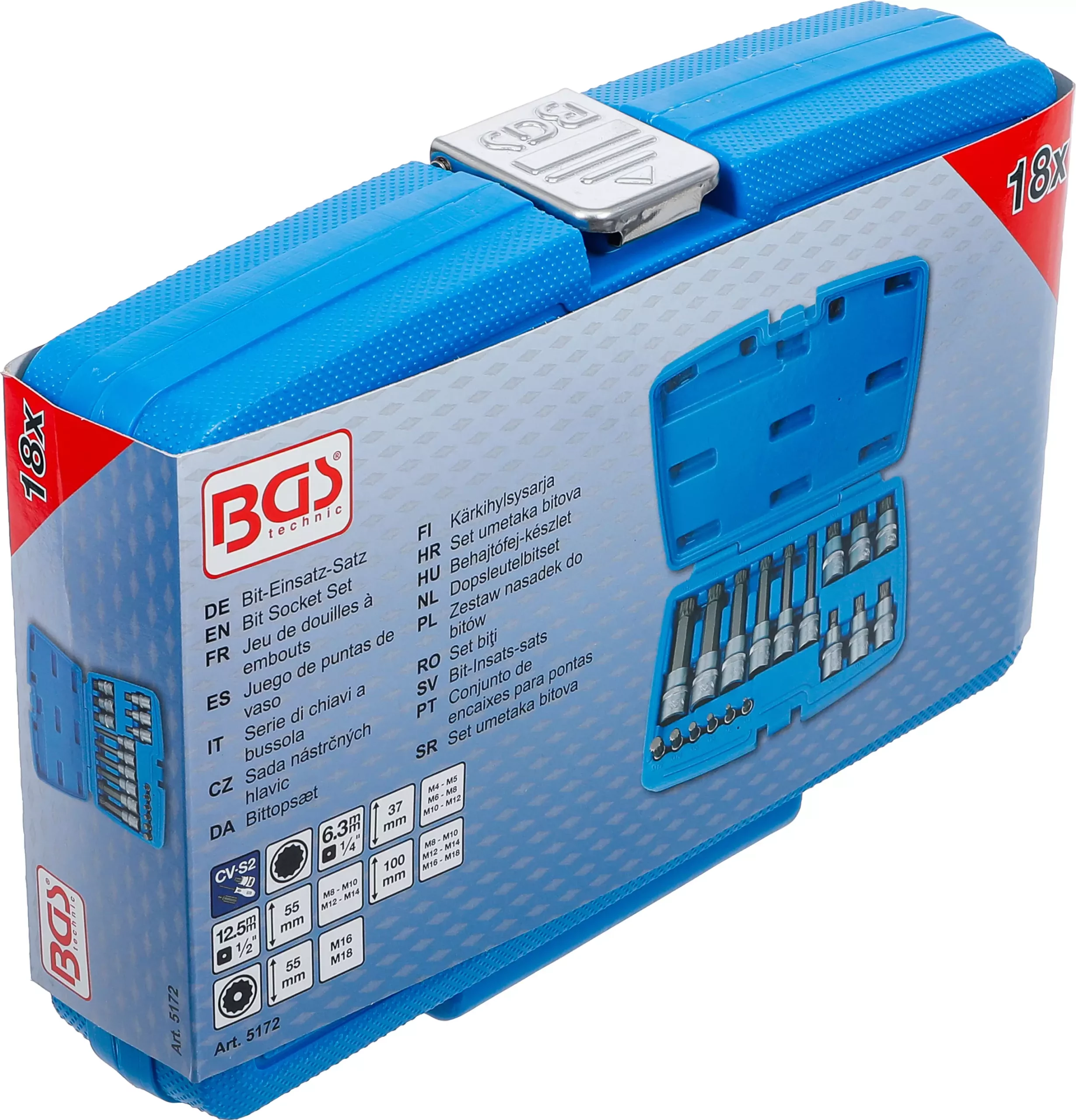 Jeu de douilles à embouts | 6,3 mm (1/4") / 12,5 mm (1/2") | Denture multiple intérieure (pour XZN) | 18 pièces – Image 6