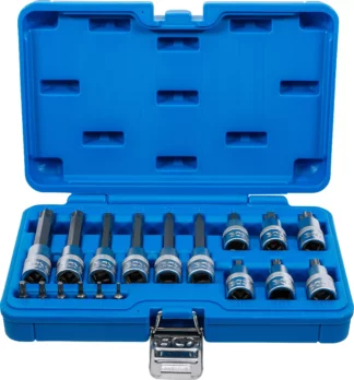 Jeu de douilles à embouts | 6,3 mm (1/4") / 12,5 mm (1/2") | Profil T (pour Torx Plus) | 18 pièces