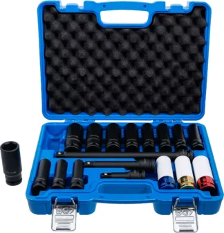 Jeu de clés à douilles et de douilles de puissance avec protection | six pans | 12,5 mm (1/2") | 10 - 24 mm | 18 pièces