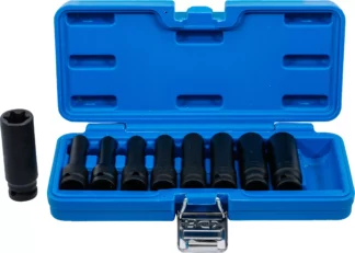 Jeu de douilles à choc, profil E, longues | 12,5 mm (1/2") | E10 - E24 | 9 pièces