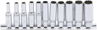 Jeu de douilles, douze pans, longues | 6,3 mm (1/4") | 4 - 13 mm | 11 pièces