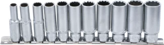 Jeu de douilles, douze pans, longues | 10 mm (3/8") | 8 - 19 mm | 11 pièces