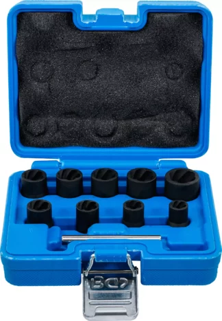 Jeu de douilles spiralées/extracteur de vis | 10 mm (3/8") | 10 - 19 mm | 10 pièces