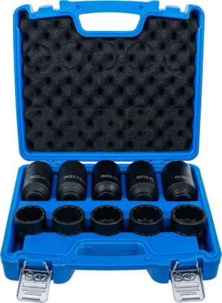 Jeu de douilles à choc | douze pans | 12,5 mm (1/2") | 32 - 36 mm | 10 pièces