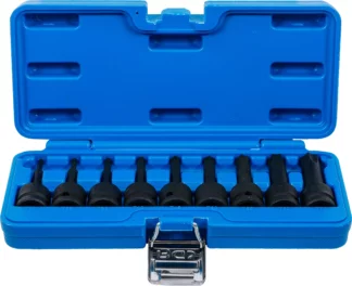 Jeu de douilles à embouts à choc | 12,5 mm (1/2") | Profil T (pour Torx) T20 - T70 | 9 pièces