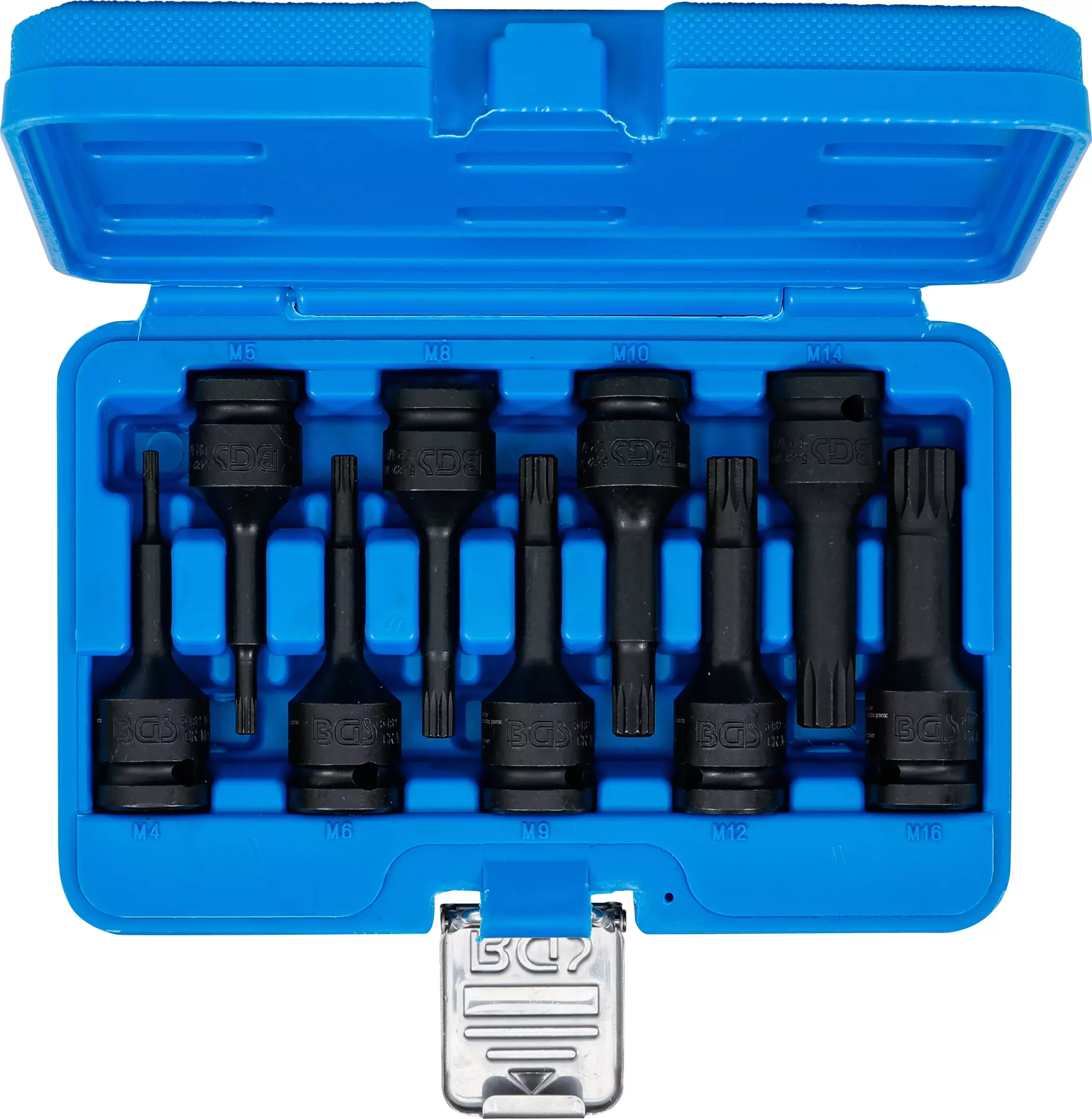 Jeu de douilles à embouts à choc | 12,5 mm (1/2") | Denture multiple intérieure (pour XZN) M4 - M16 | 9 pièces – Image 4
