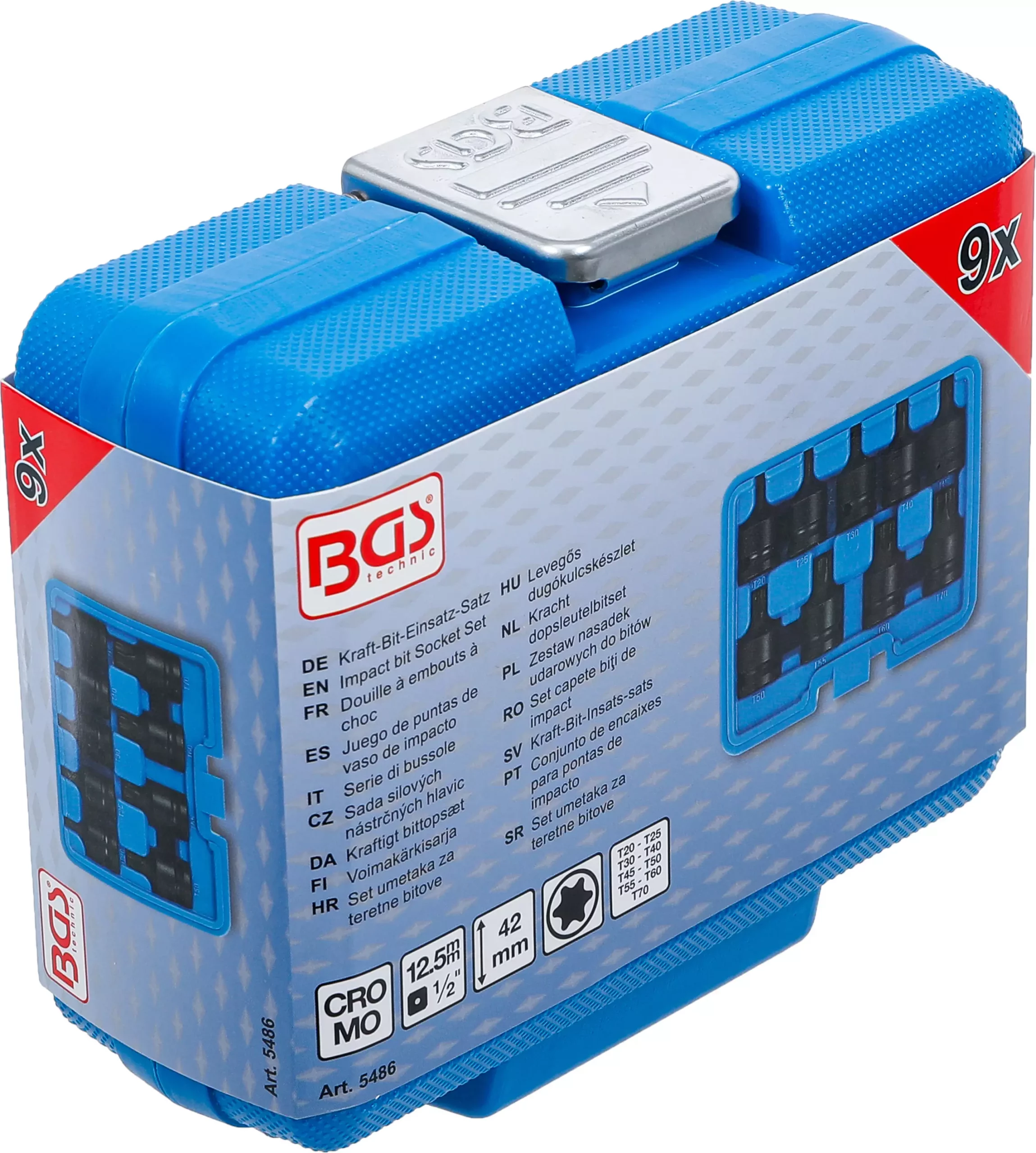 Douille à embouts à choc | 12,5 mm (1/2") | profil T (pour Torx) T20 - T70 | 9 pièces – Image 5