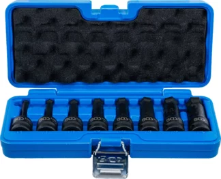 Jeu de douilles à embouts à choc | longueur 75 mm | 12,5 mm (1/2") | six pans intérieurs avec tête sphérique 6 - 19 mm | 8 pièces