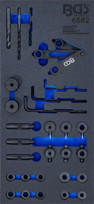Insert de servante d'atelier 1/3 : Jeu d’outils et gabarits de perçage de culasse | 28 pièces