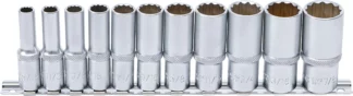 Jeu de douilles, douze pans, longues | 10 mm (3/8") | en pouces | 11 pièces