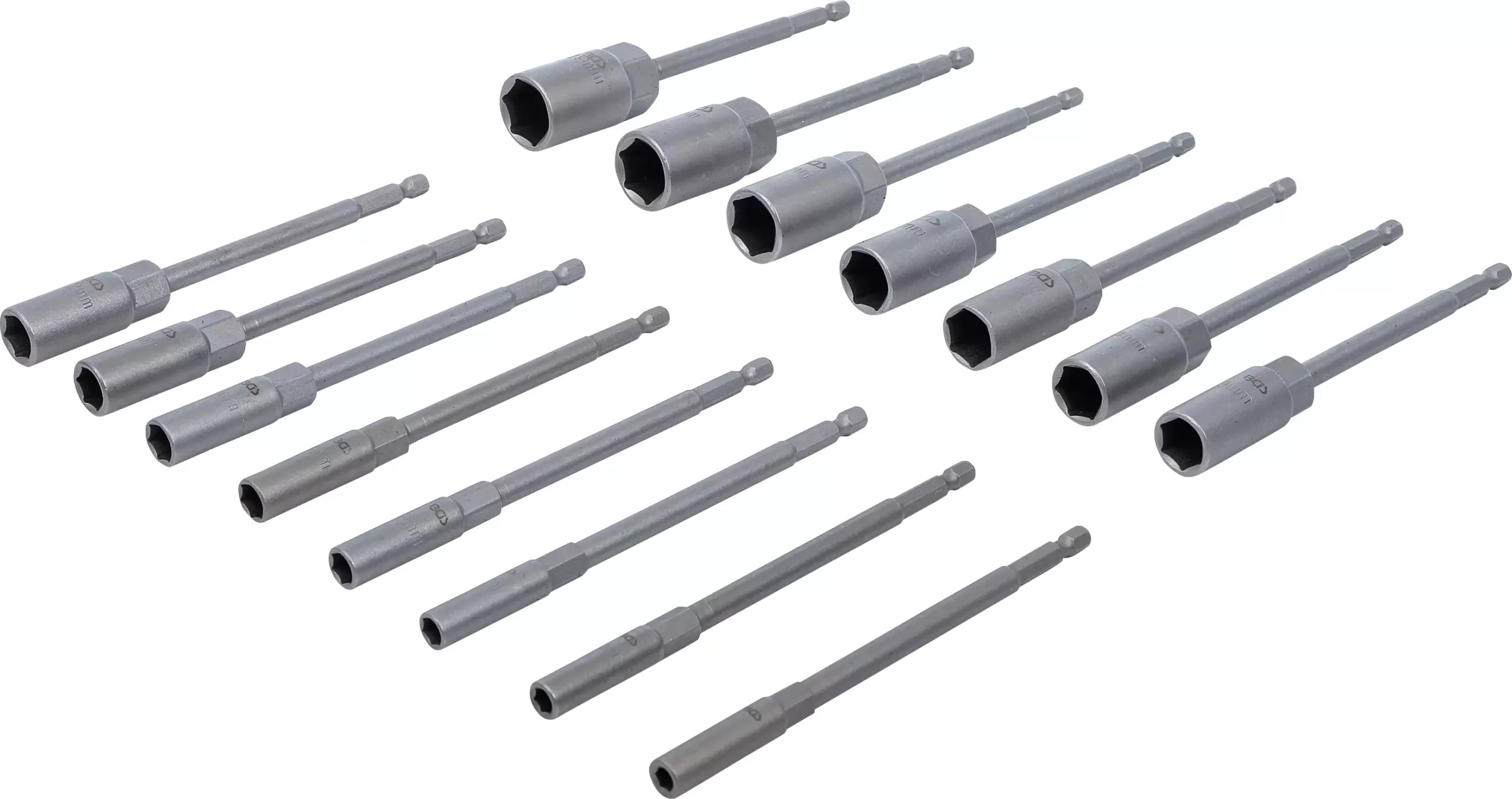 Jeu de douilles à choc, six pans | extra longues | 6,3 mm (1/4") | pour perceuses | 5,5 - 19 mm | 15 pièces – Image 2